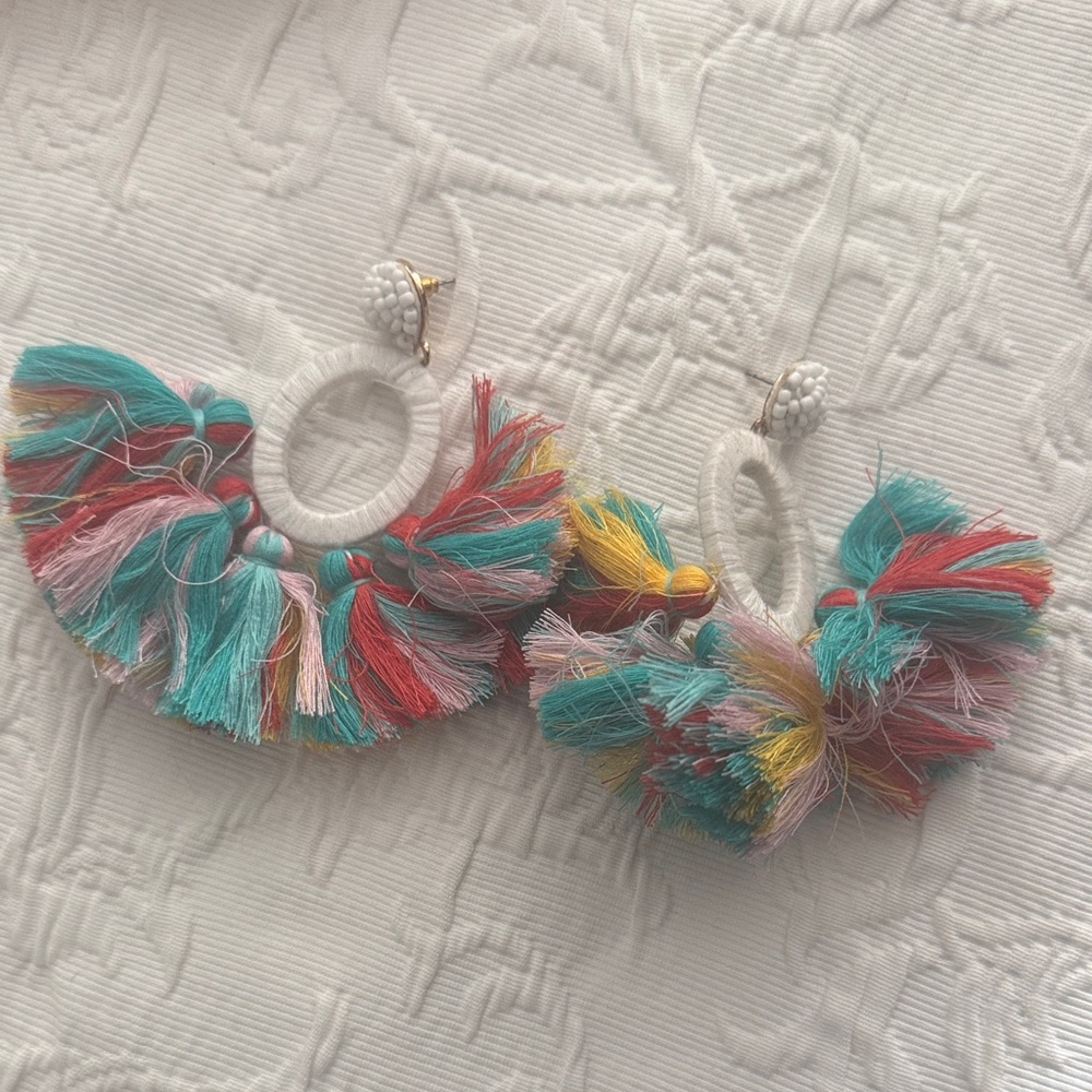 BaubleBar Multicolor Tassel Hoop Earrings